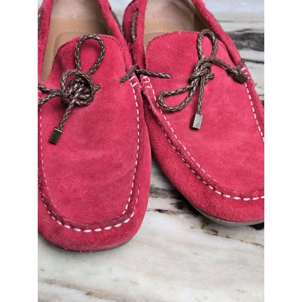 Alfani Trevor Men's Red Suede Leather Driving Moccasins Loafers Shoes Size 9.5 M